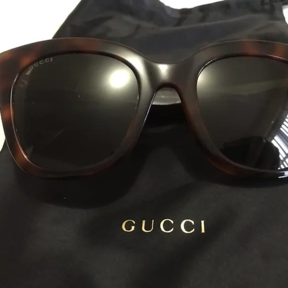 GUCCI GG0029s 002 Shiny Dark Havana Cat-eye Sunglasses - Picture 7 of 12